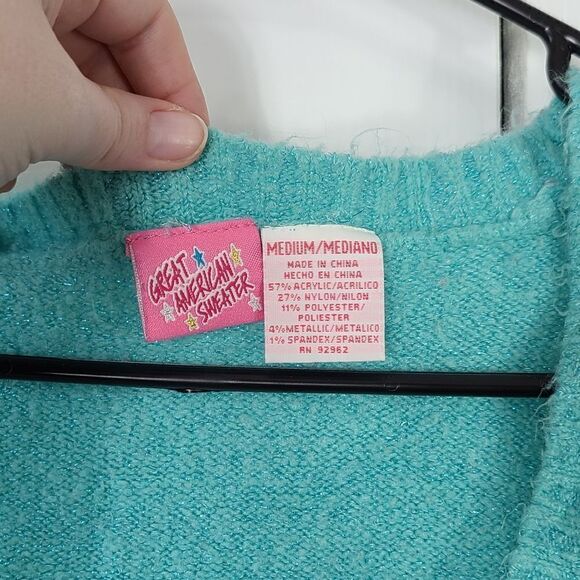 Great American Sweater Blue Medium 90's - Picture 3 of 7